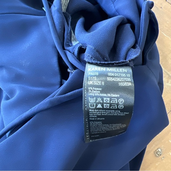 Karen Millen Navy Structured Strapy Halter Tapered Leg Jumpsuit Romper Size 4 - Picture 14 of 14